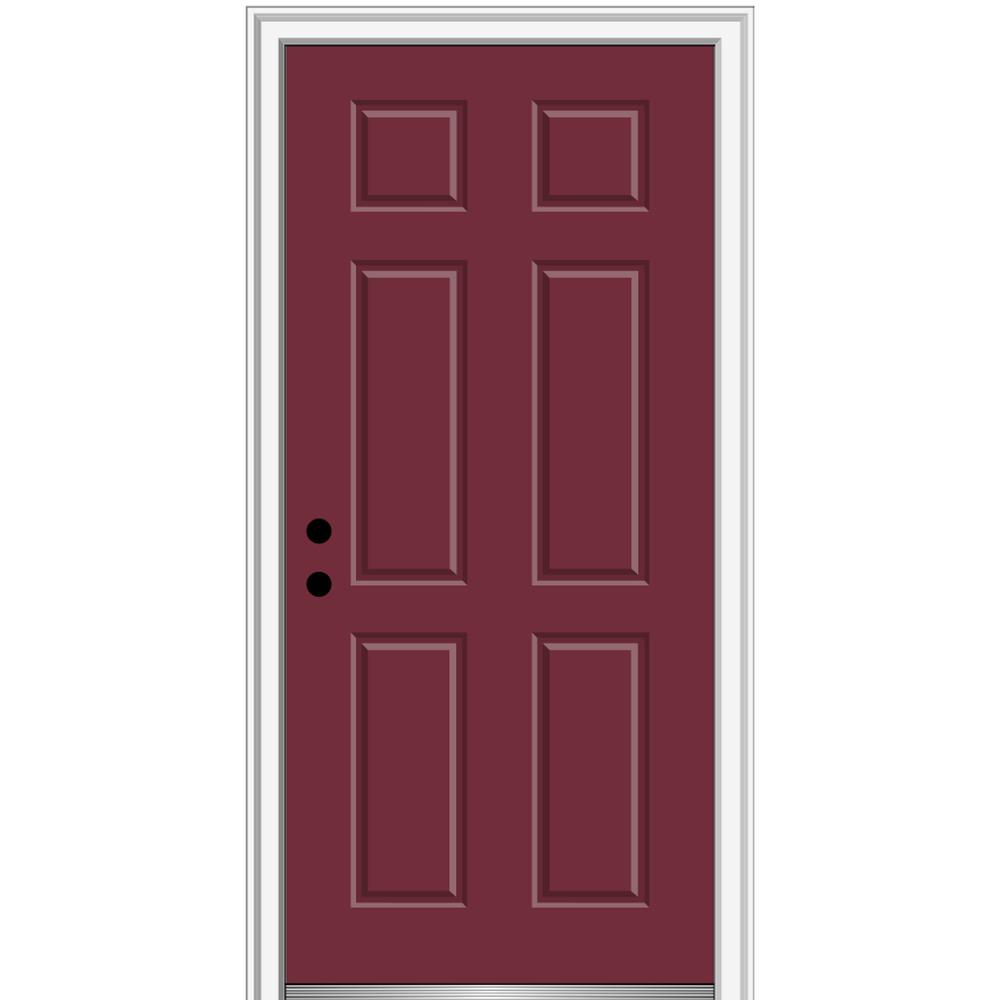 Mmi Door 32 In X 80 In Right Hand Inswing 6 Panel Classic Painted Fiberglass Smooth Prehung Front Door