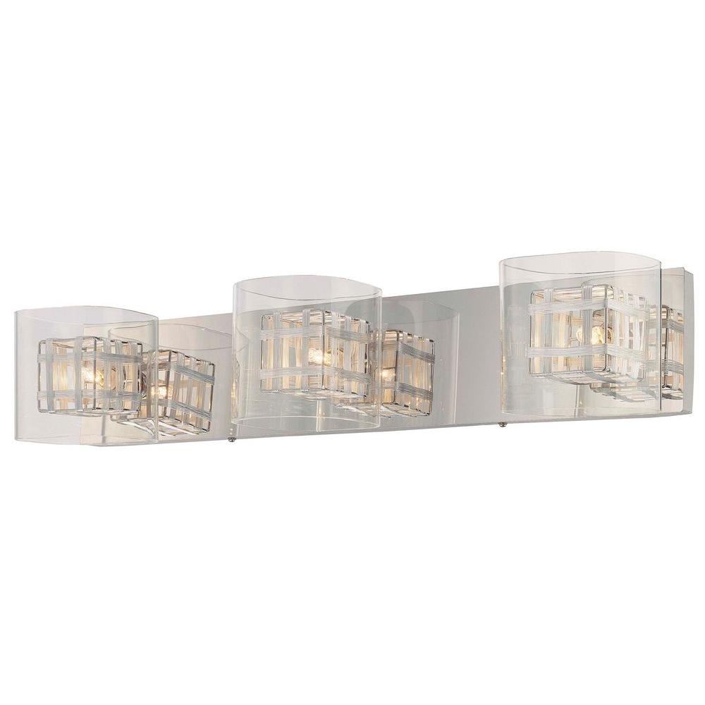 Clear Xenon Vanity Lighting The Home Depot Jewel Box 3 Light Chrome Bath