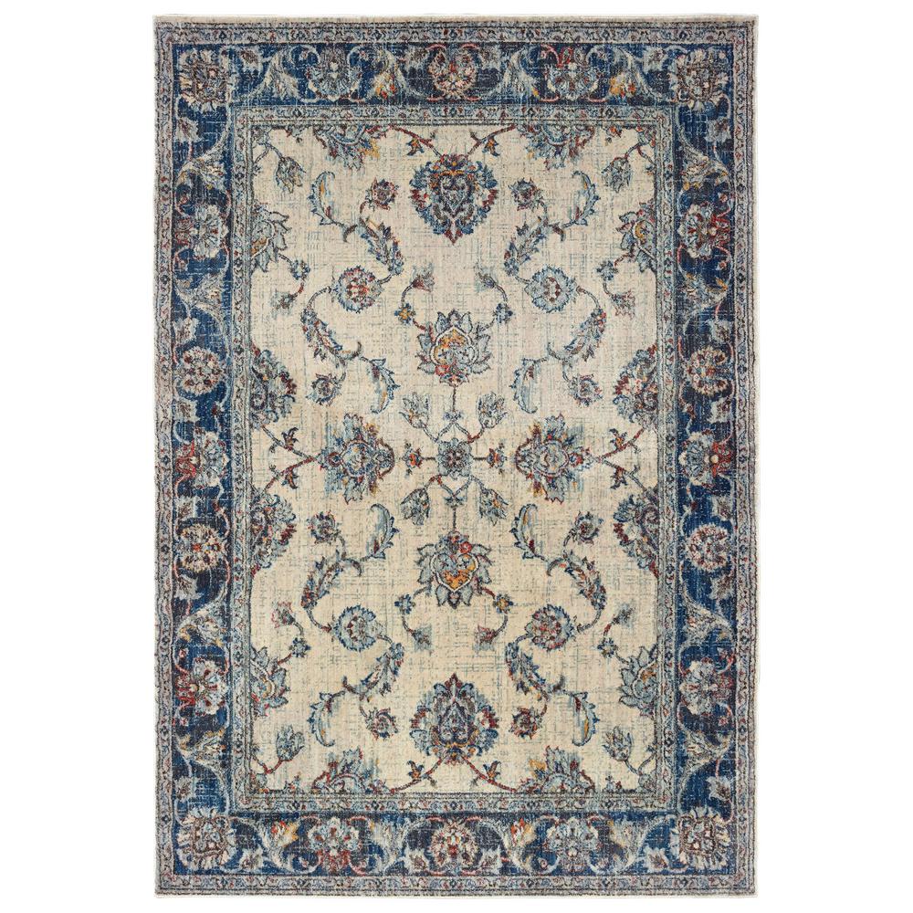 Unbranded Palmer Ivory Blue 4 Ft X 6 Ft Oriental Area Rug 022828 The Home Depot