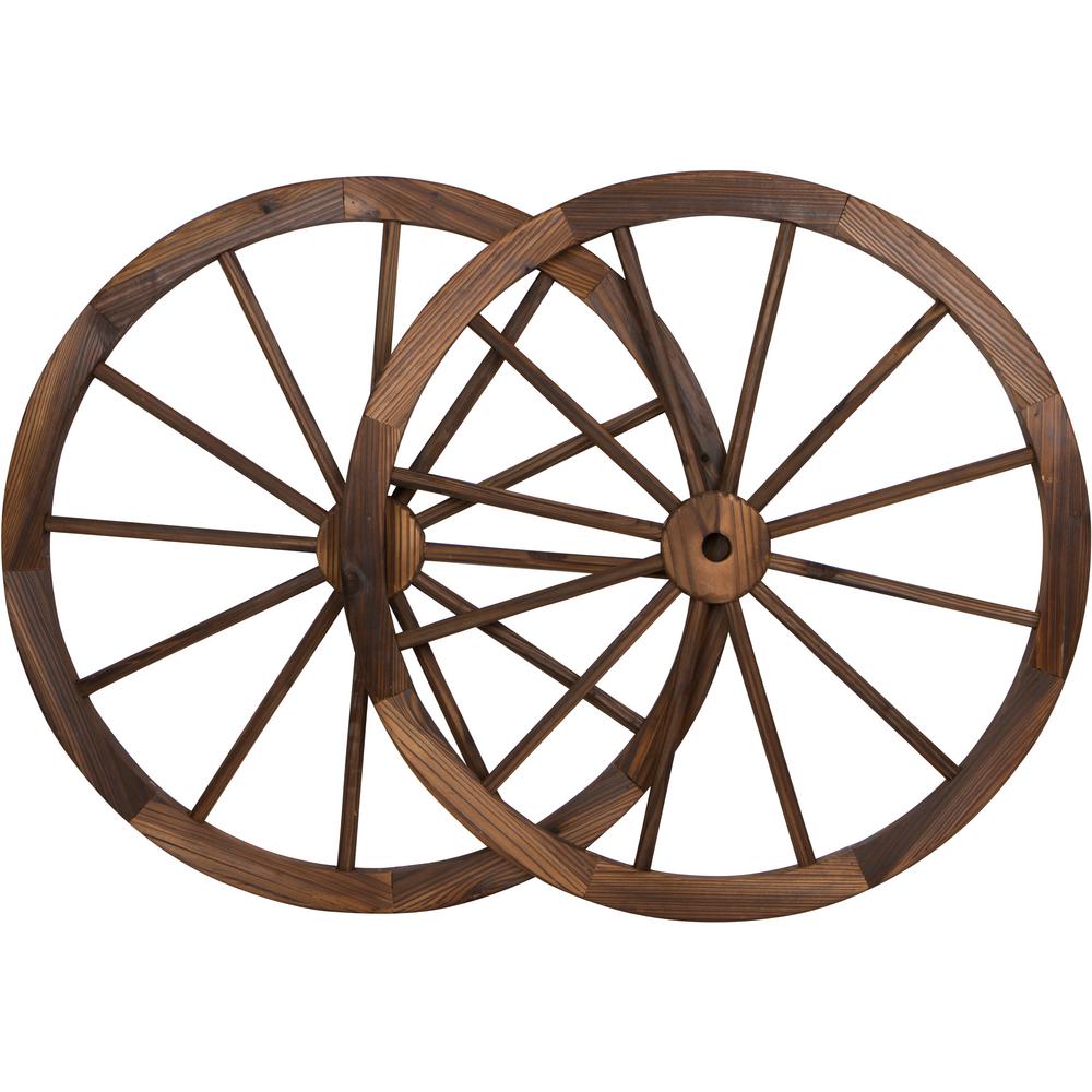 Trademark Innovations Decorative 30 In Dia Vintage Wood Garden Wagon Wheel With Steel Rim Wheel Wgnlg 2x The Home Depot decorative 30 in dia vintage wood garden wagon wheel with steel rim