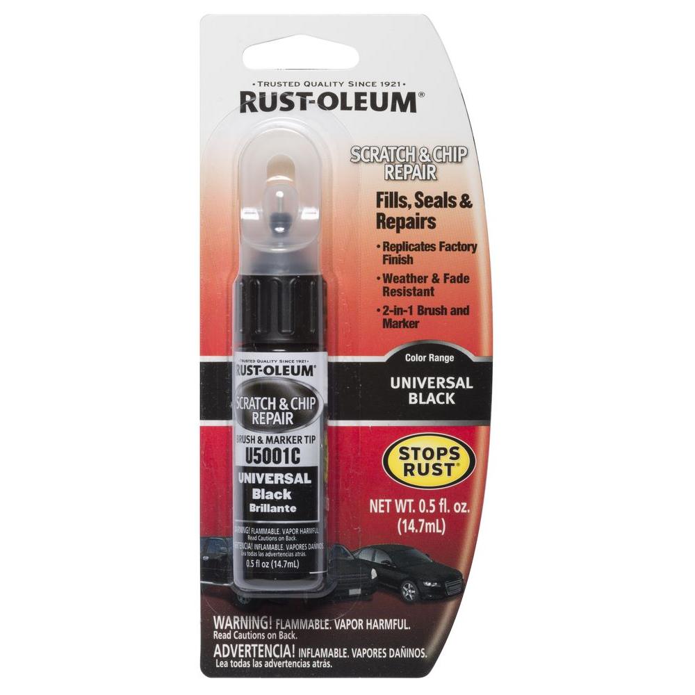 Rust Oleum Automotive 05 Oz Universal Gloss Black Scratch Chip Repair Marker 6 Pack