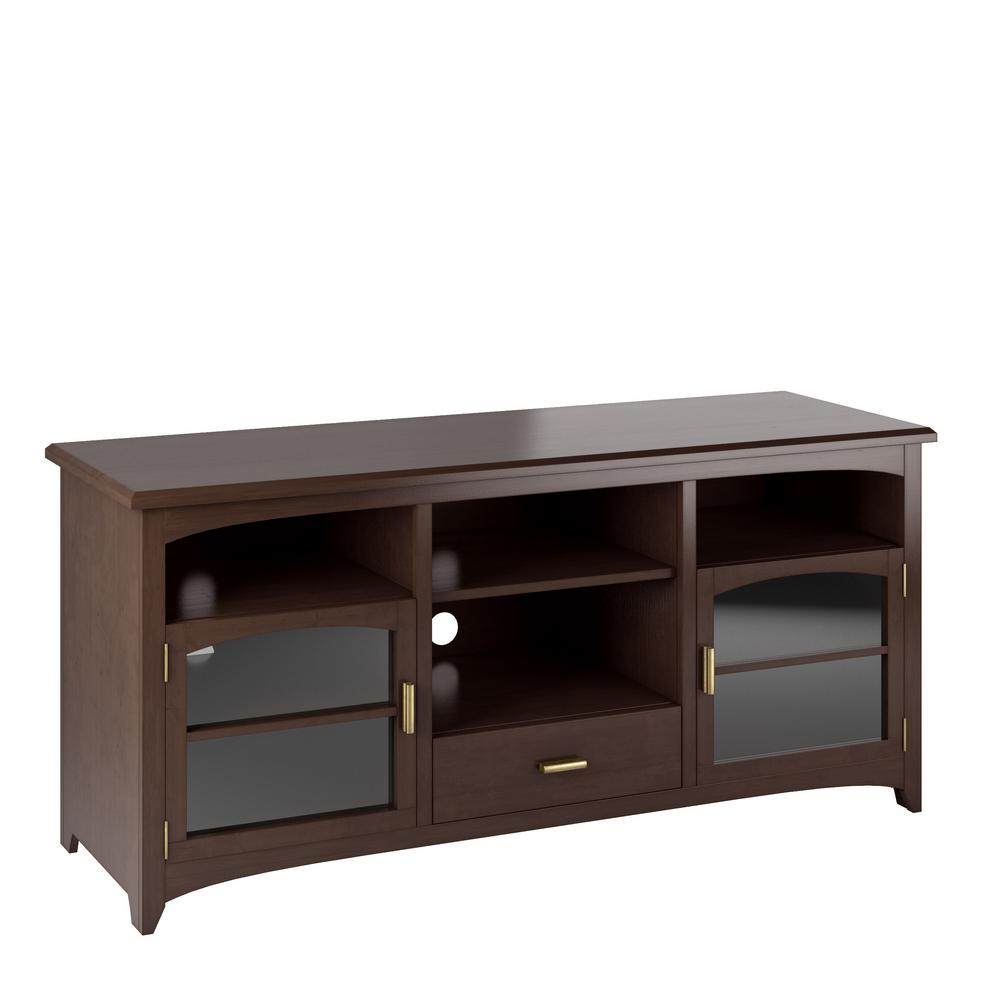 CorLiving Carson Dark Espresso Wood Veneer TV Bench for TVs up to 70 in