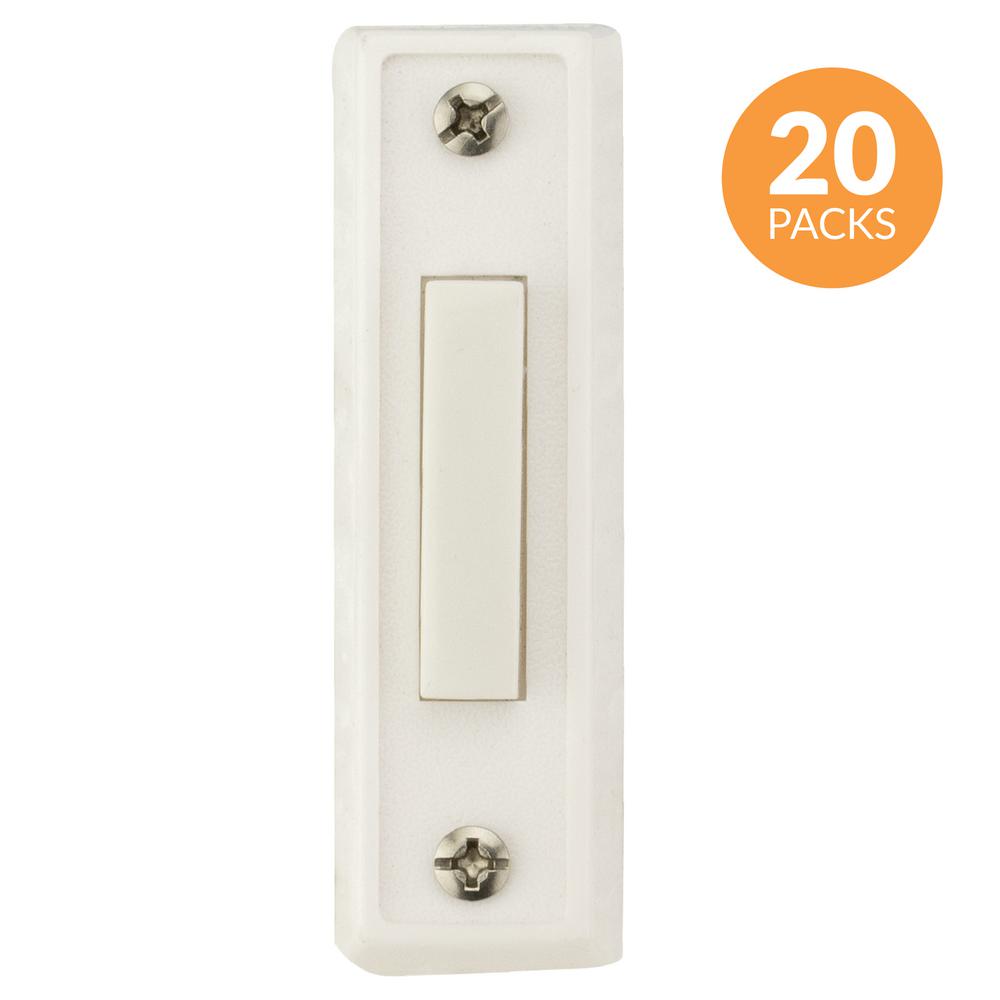 Newhouse Hardware Rectangular Unlighted Wired Doorbell Push Button White Pack Bt1w The Home Depot