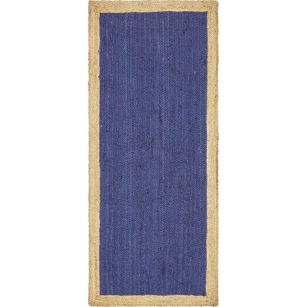 Unique Loom Braided Jute Navy Blue 2' 6 x 6' 0 Runner Rug3138932 The