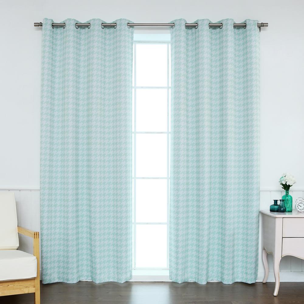 Best Home Fashion 84 In L Polyester Classic Houndstooth Room L Polyester Classic Houndstooth Room Darkening Curtains In Mint 2 Pack