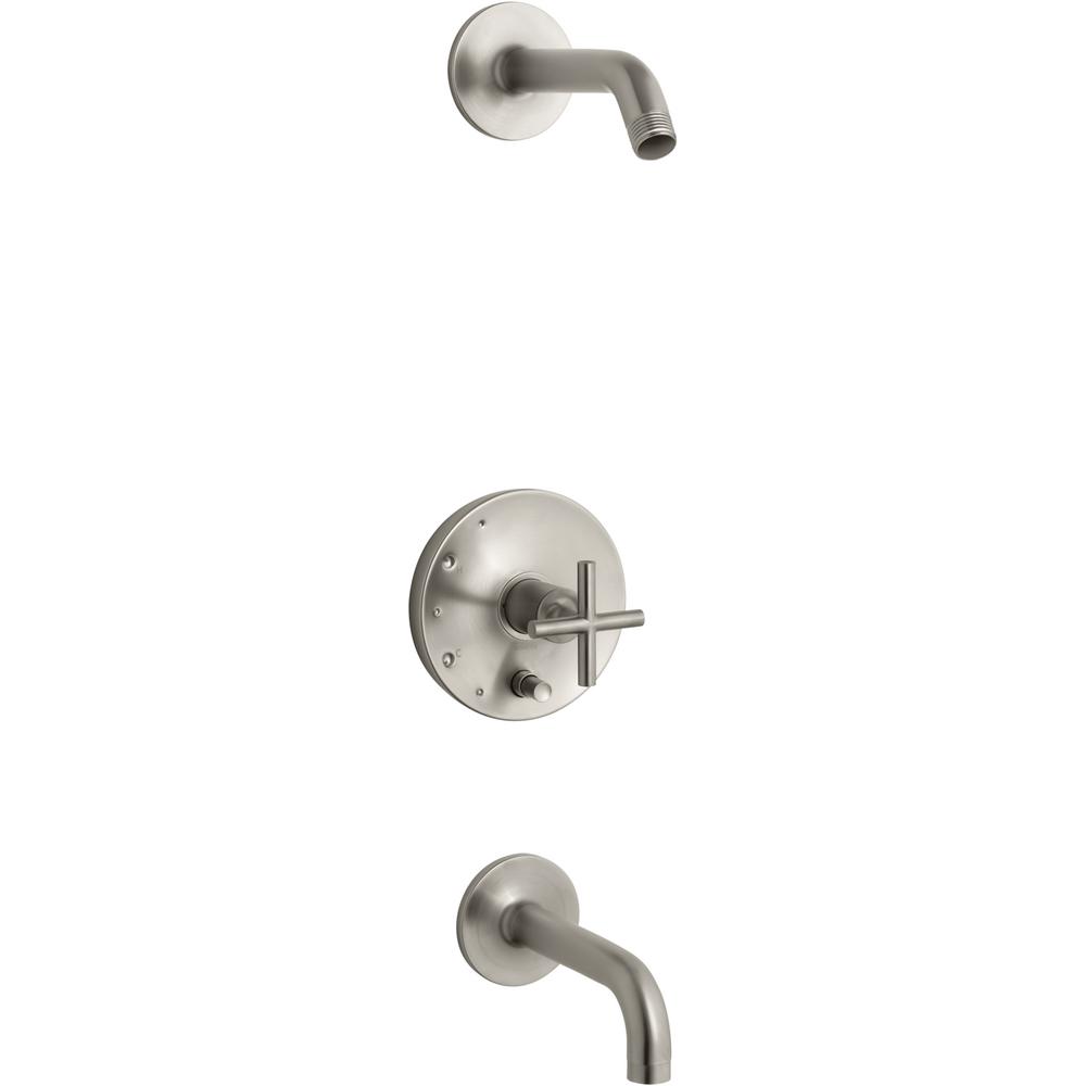 KOHLER Purist Cross 1Handle WallMount Trim Kit with Push Button Diverter in Vibrant Brushed