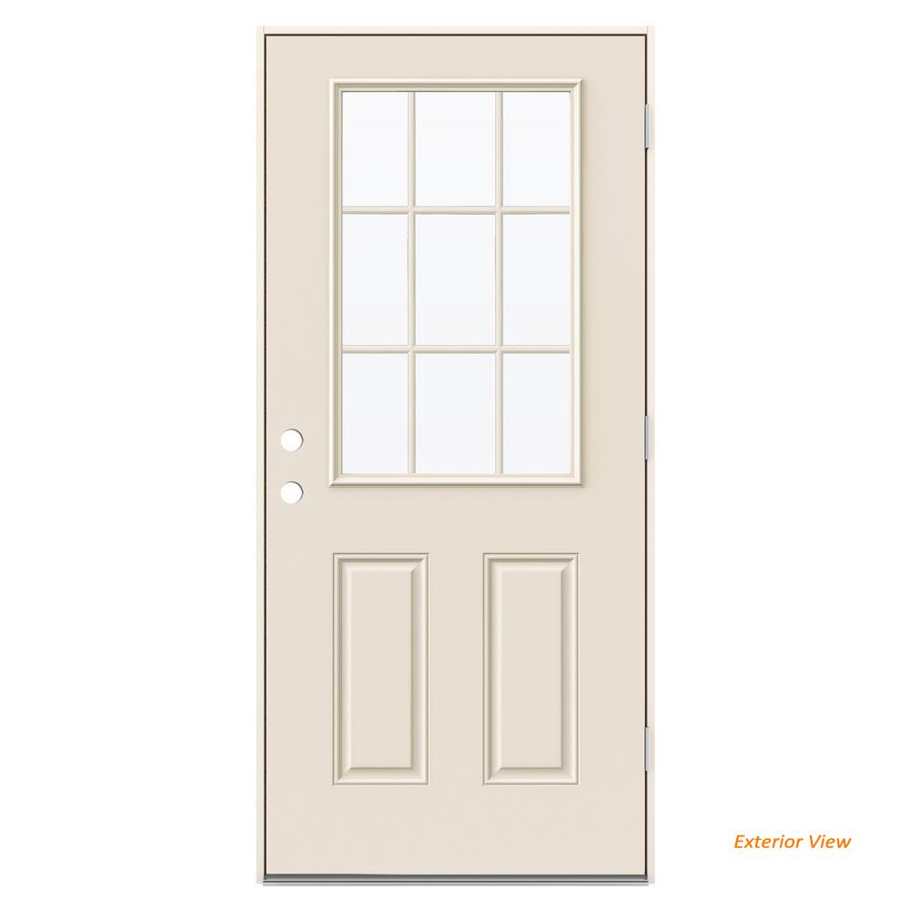 JELDWEN 32 in. x 80 in. 9 Lite Primed Steel Prehung Left JELDWEN 32 in. x 80 in. 9 Lite Primed Steel Prehung Left