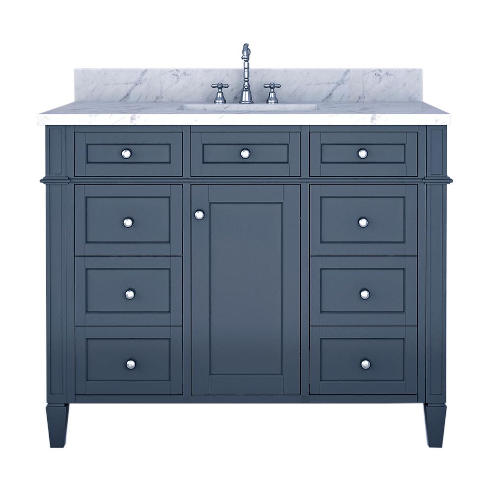 Birmingham 42 in. W x 34 in. H Bath Vanity in Gray with Marble Vanity