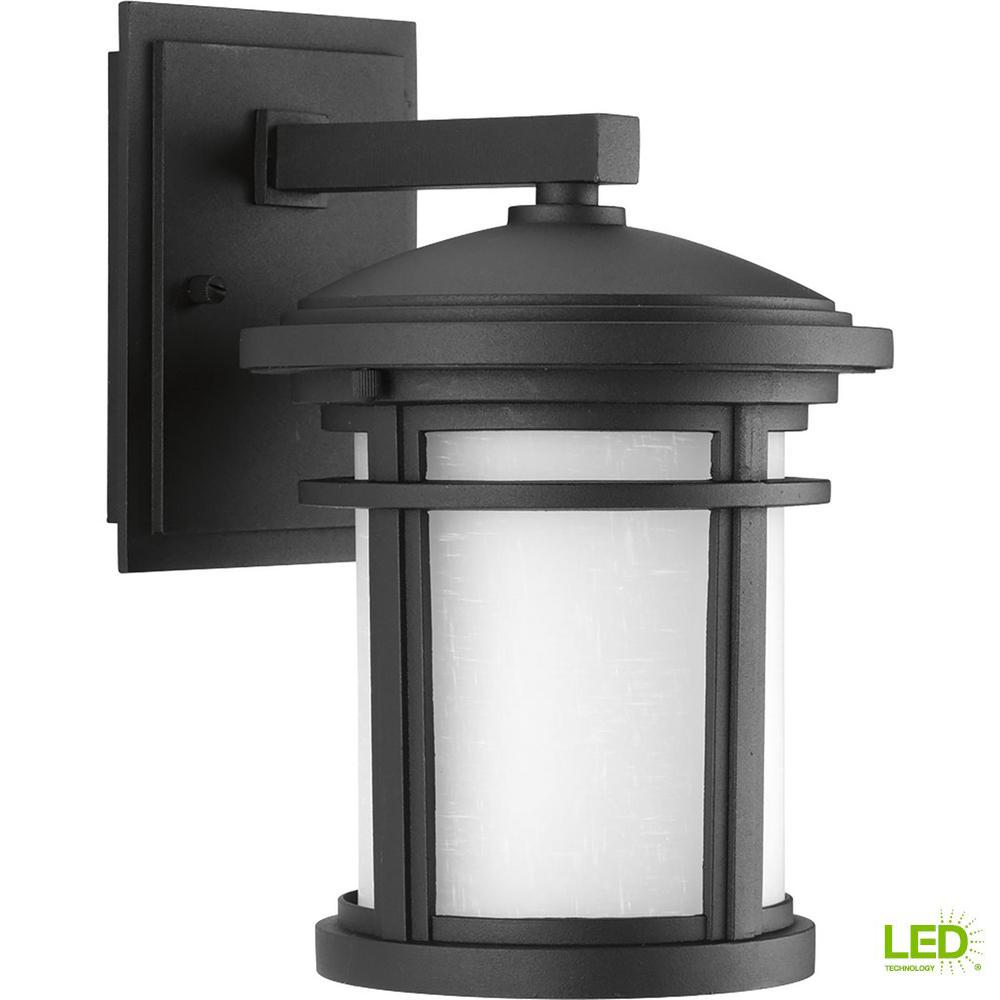 Outdoor Wall Mounted Lighting The Home Depot Wish Collection 1 Light 10 4 In Outdoor Textured Black Led Wall Lantern