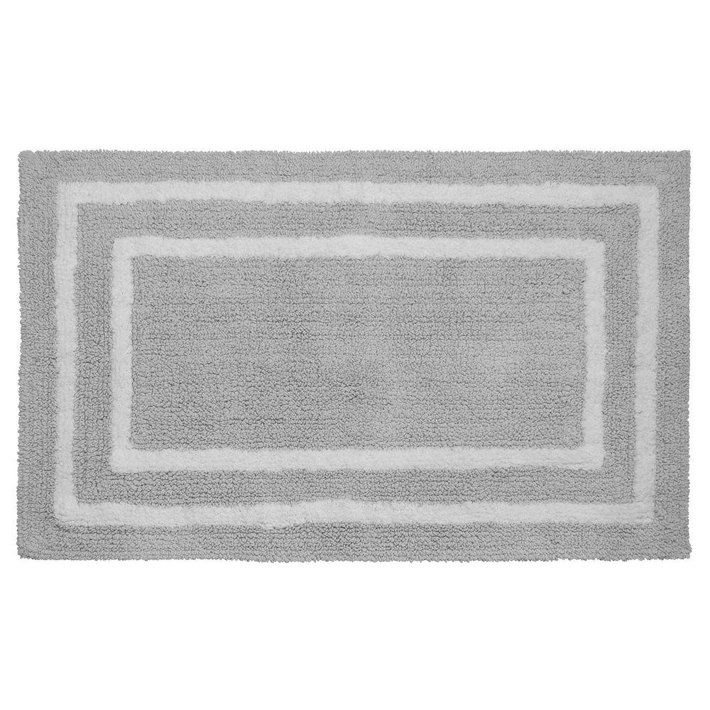 Jean Pierre Reversible Cotton Soft Double Border Gray 21 In X 34 Bath Mat