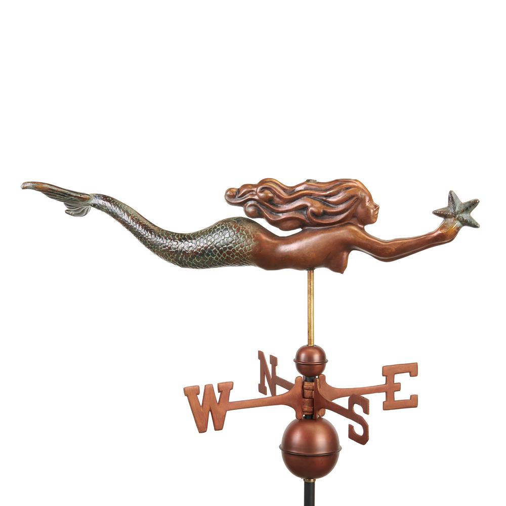 Good Directions Pure Copper Hand Finished MultiColor Patina Mermaid