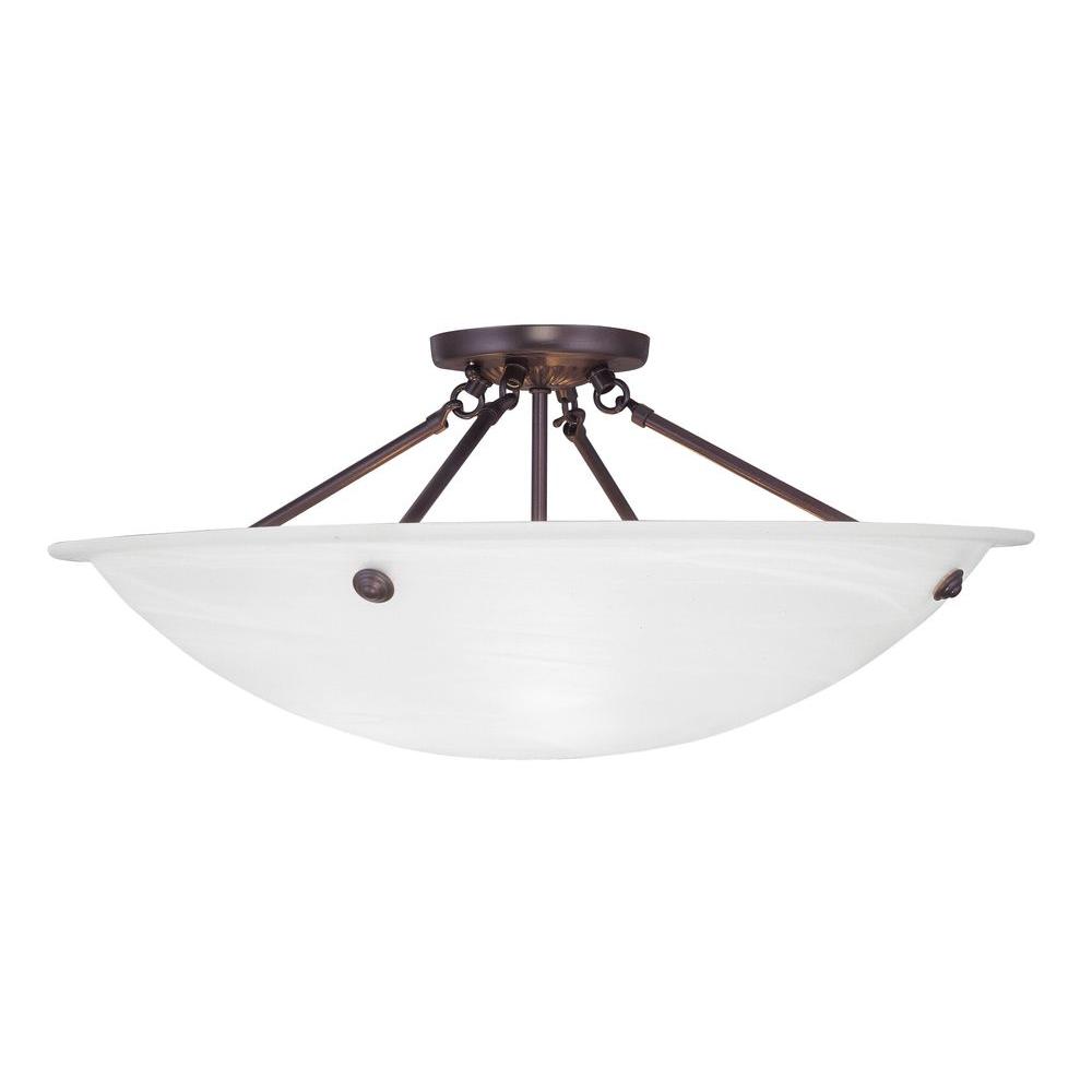 Livex Lighting Providence 4 Light Bronze Flushmount With White Alabaster Glass 4275 07 The 7288