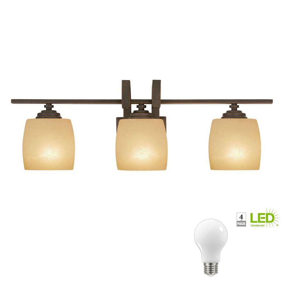 Hampton Bay Bronze Vanity Lighting The Home Depot 3 Light Bronze Vanity