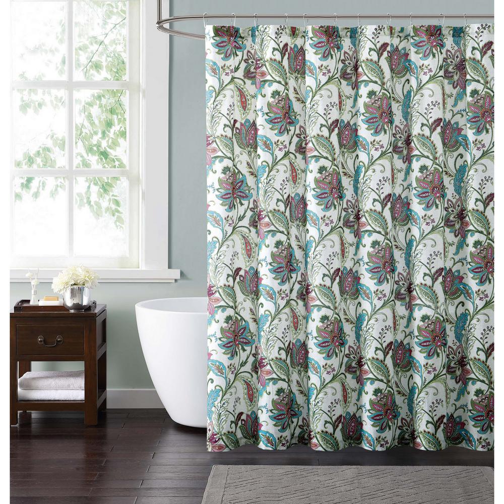 interDesign Leaves Shower Curtain in Black and Gray-35620 - The Home Depot