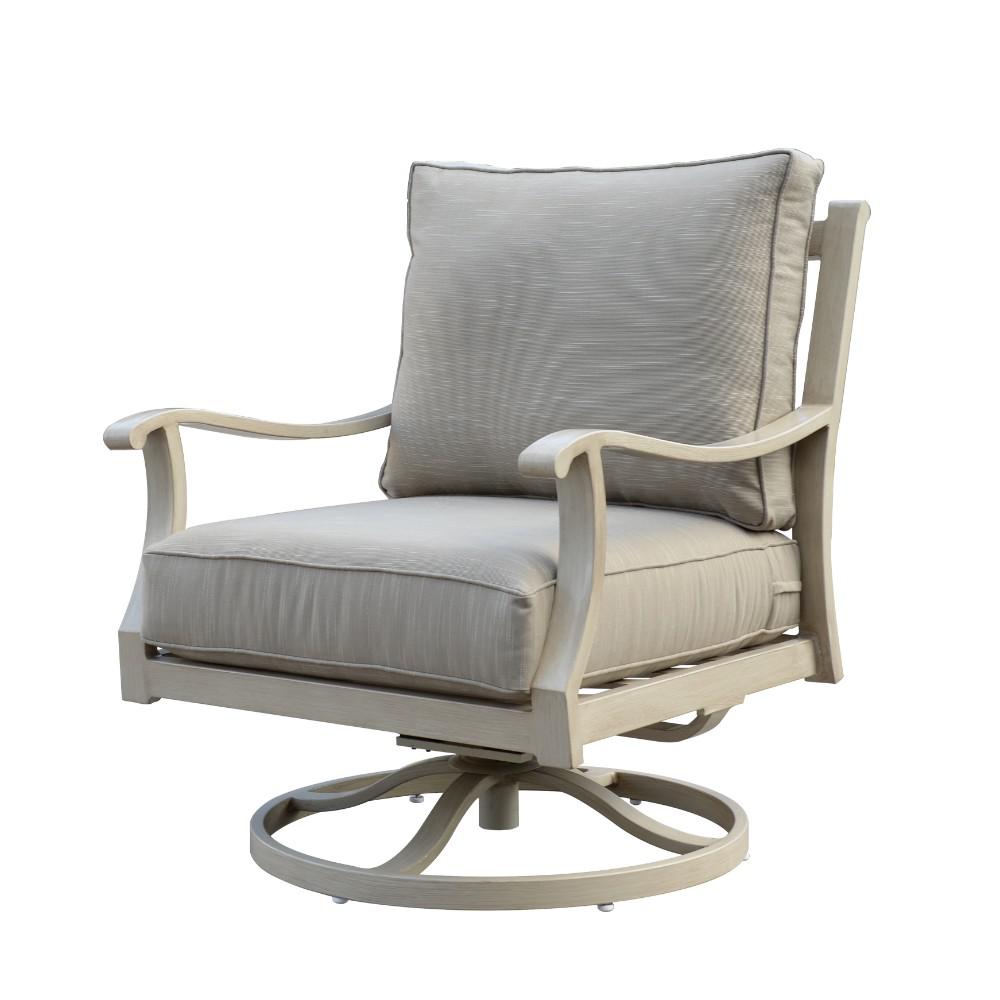 Metal Courtyard Casual Patio Chairs Furniture The Home Torino Swivel Aluminum Outdoor Lounge Chair With Beige Cushions