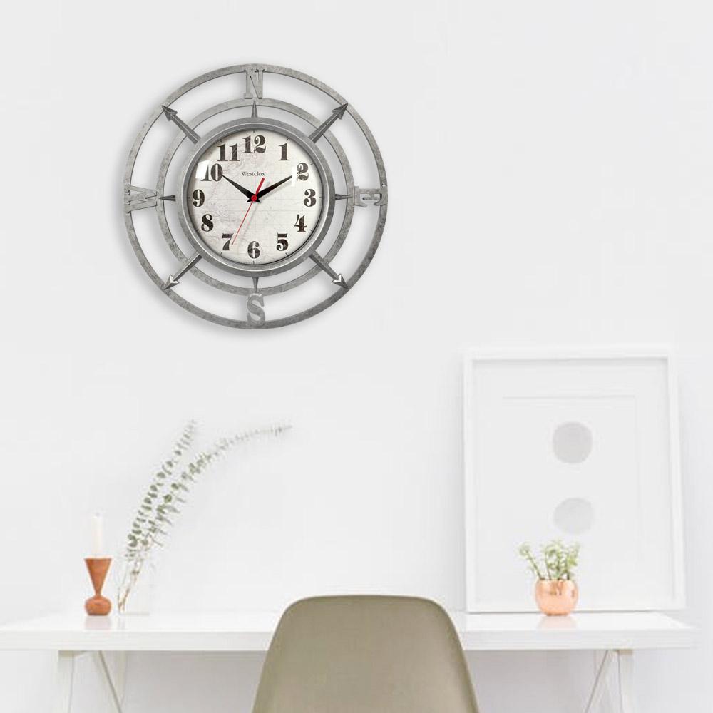 UPC 844220007513 product image for 14 in. Compass Wall Clock, Gray | upcitemdb.com