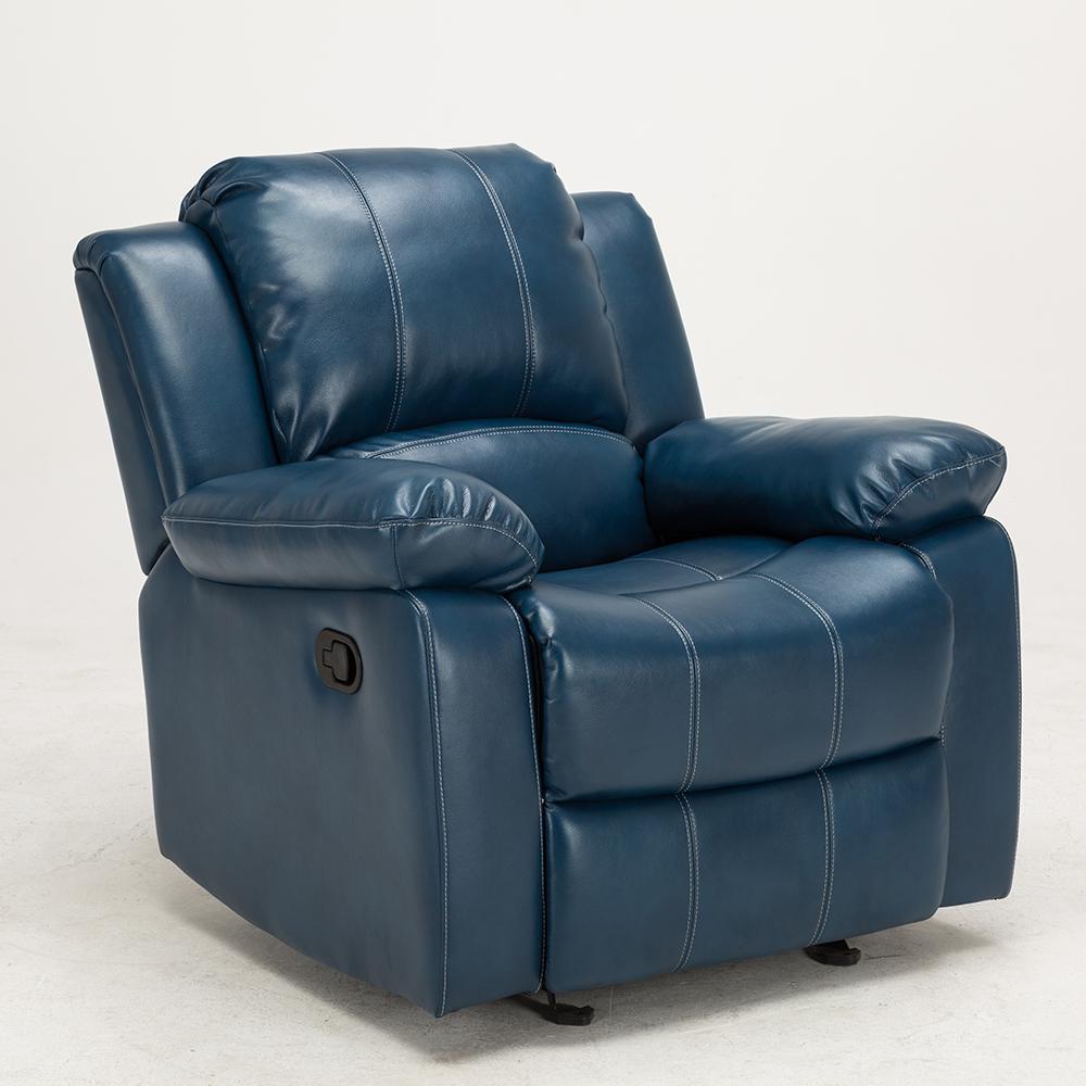 Clifton Navy Blue Faux Leather Recliner 8070 10 The Home Depot