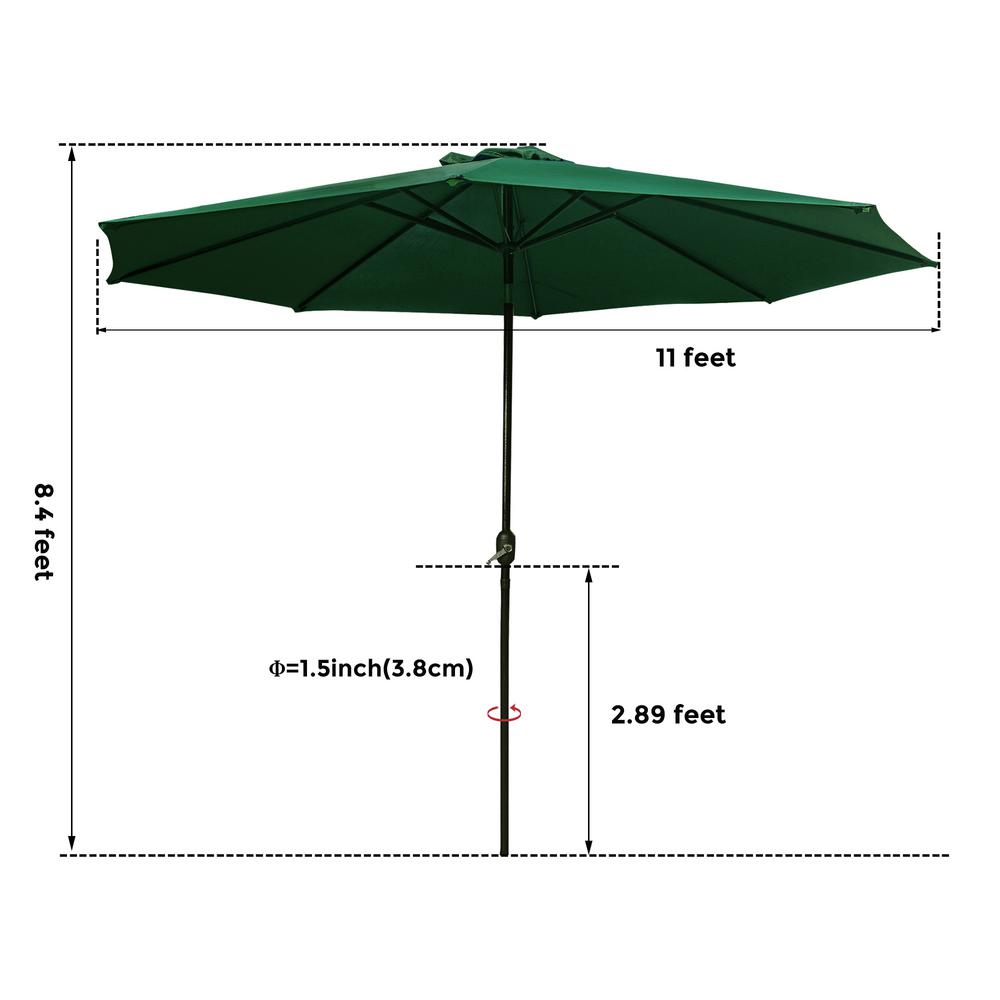 Laurel Canyon 11 Ft Market Patio Umbrella Table With Push Button Tilt And Crank In Dark Green Hd118dg The Home Depot