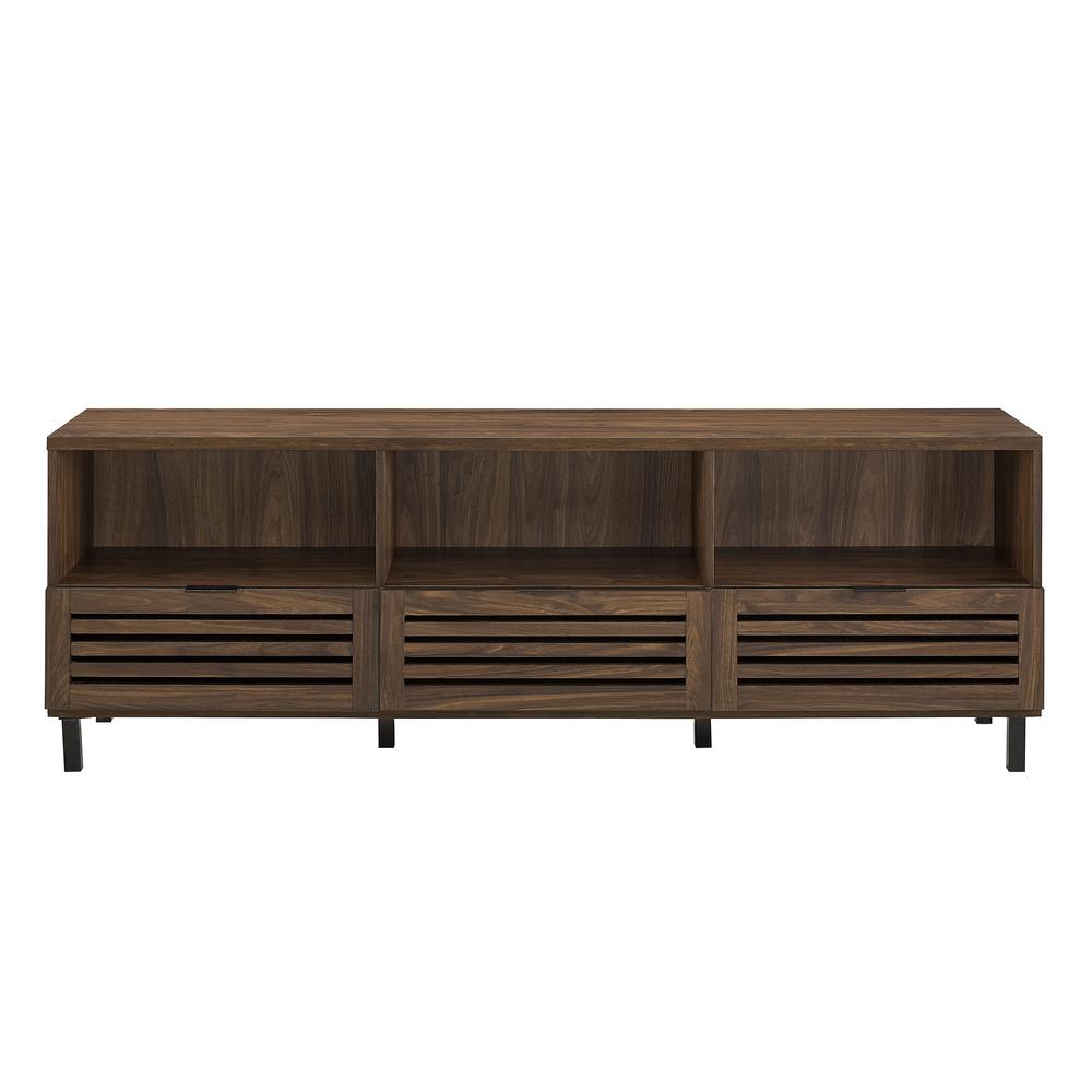 Walker Edison Furniture Company 70 In Dark Walnut Jackson Slat Door 70 In Dark Walnut Jackson Slat Door Media Storage Console Tv Stand Entertainment Center