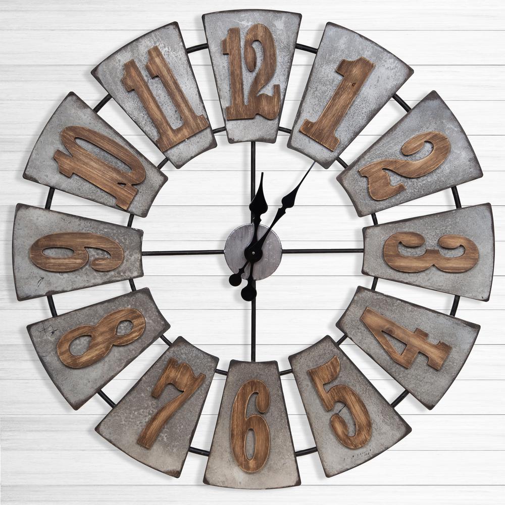 Pinnacle Windmill Wood Silver Wall Clock18FP1443E The Home Depot