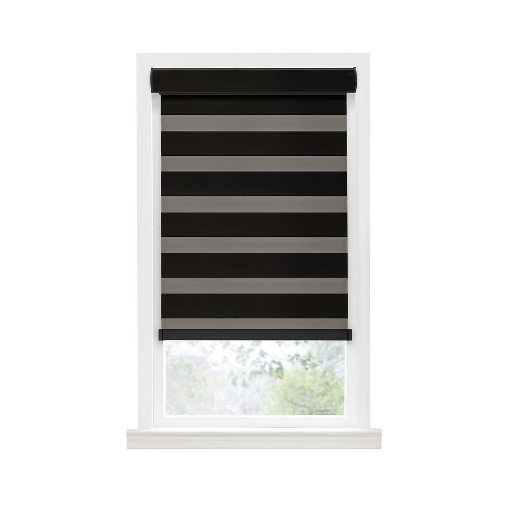 Achim Cut-to-Size Black Cordless Room Darkening Roller Shades 39 in. W ...