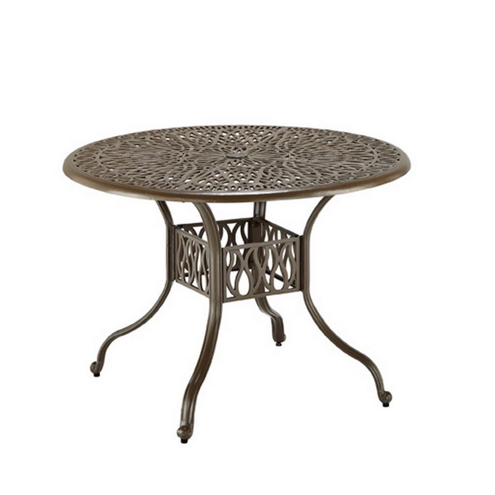 HomeStyles Capri 42 in. Taupe Tan Brown Round Cast Aluminum Outdoor