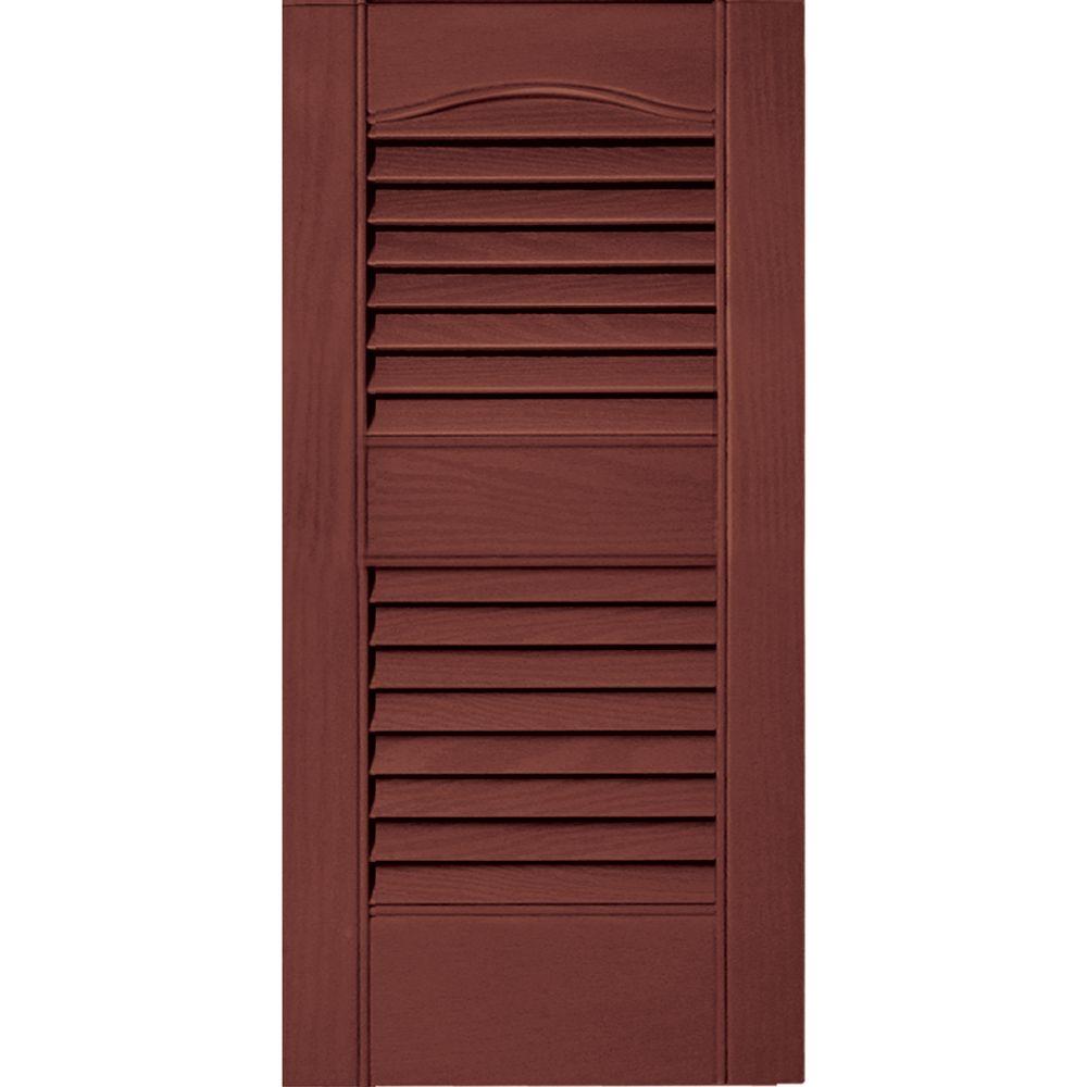Builders Edge 12 in. x 25 in. Louvered Vinyl Exterior Shutters Pair
