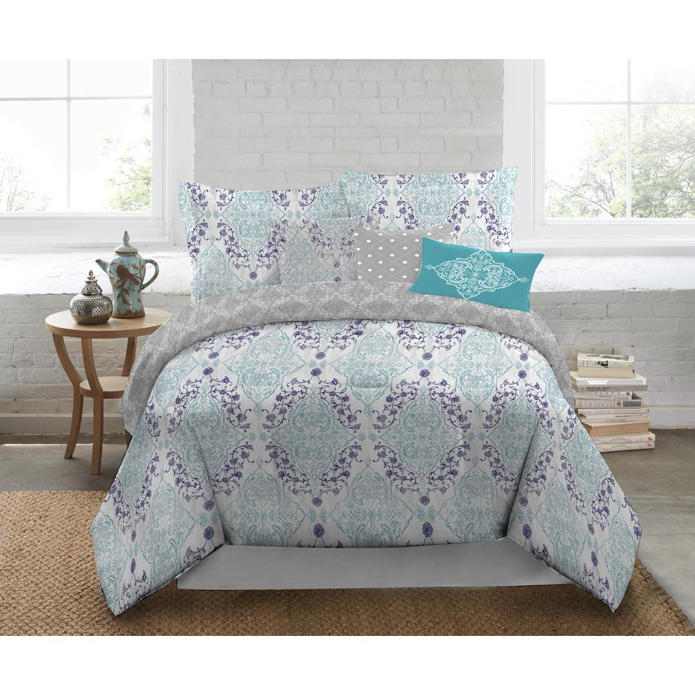 Nicole Miller 5 Piece Queen Multi Medallion Comforter Nicole Miller 5 Piece King Multi Damask Comforter Set