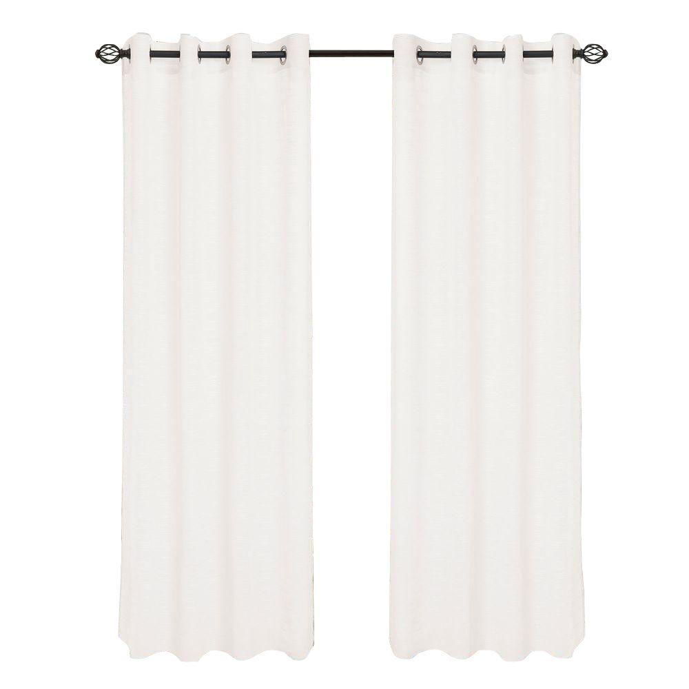 Lavish home white mia jacquard grommet curtain panel 84 in length