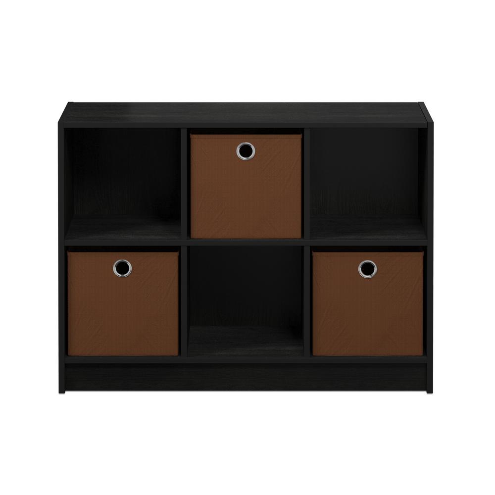 Furinno Basic Americano/Medium Brown 6Cube Bookcase with Storage Bins