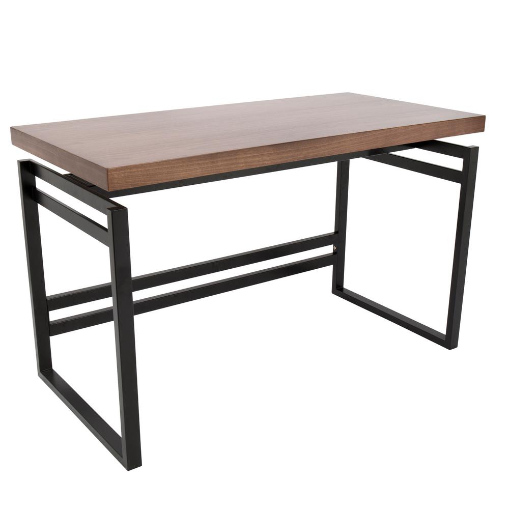 Lumisource Drift Black Metal Frame and Walnut Wood Top Industrial Desk by Lumisource