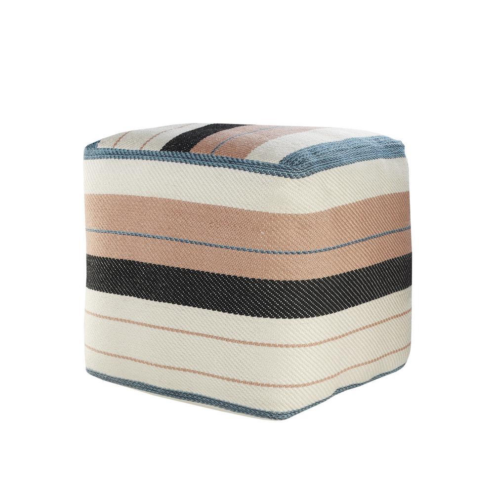 LR Home MidCentury Multicolored 20 in. Indoor Outdoor Pouf