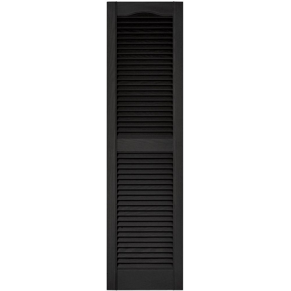Builders Edge 15 in. x 39 in. Louvered Vinyl Exterior Shutters ...