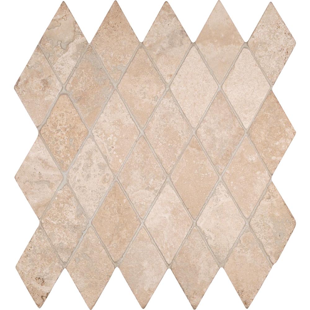 Msi Durango Rhomboids 12 In X 10mm Tumbled Travertine Mesh Durango Rhomboids 12 In X 10mm Tumbled Travertine Mesh Mounted Mosaic Tile 10 Sq Ft Case