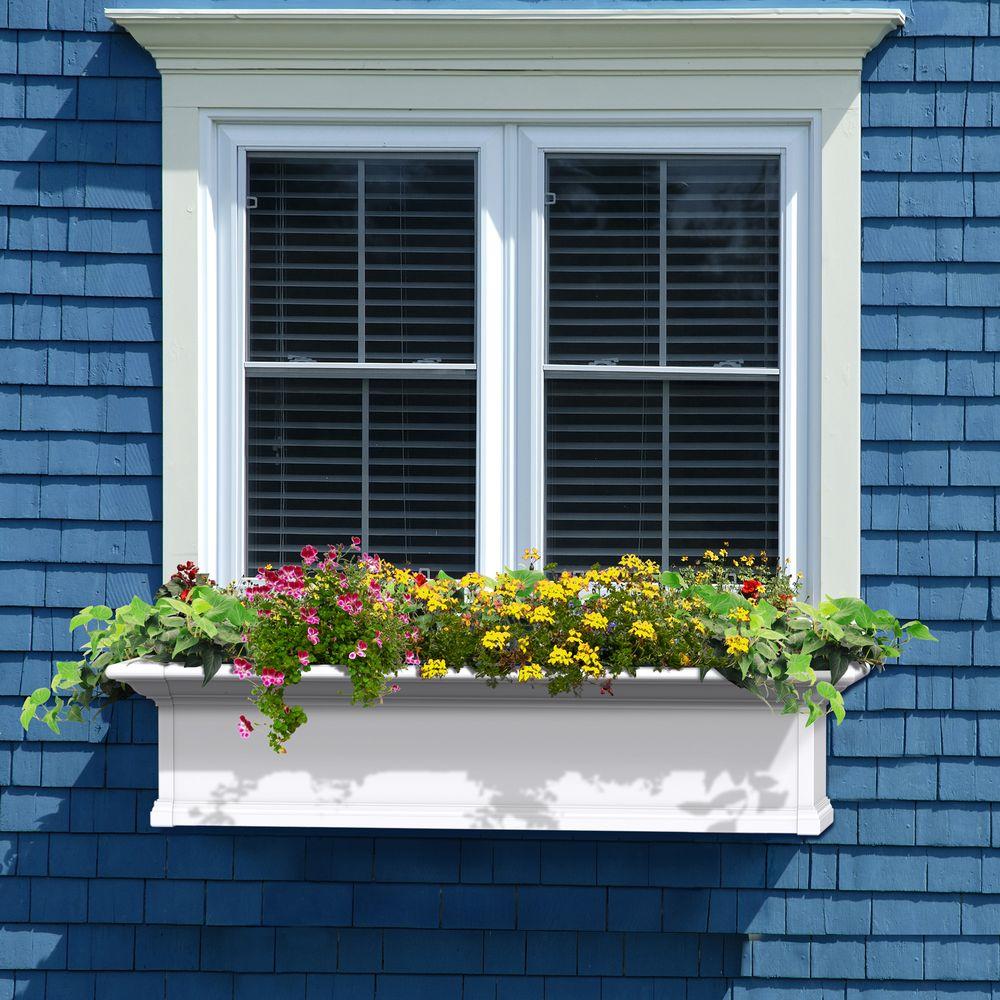 Mayne Yorkshire 12 In X 48 In Vinyl Window Box 4824W The Home Depot