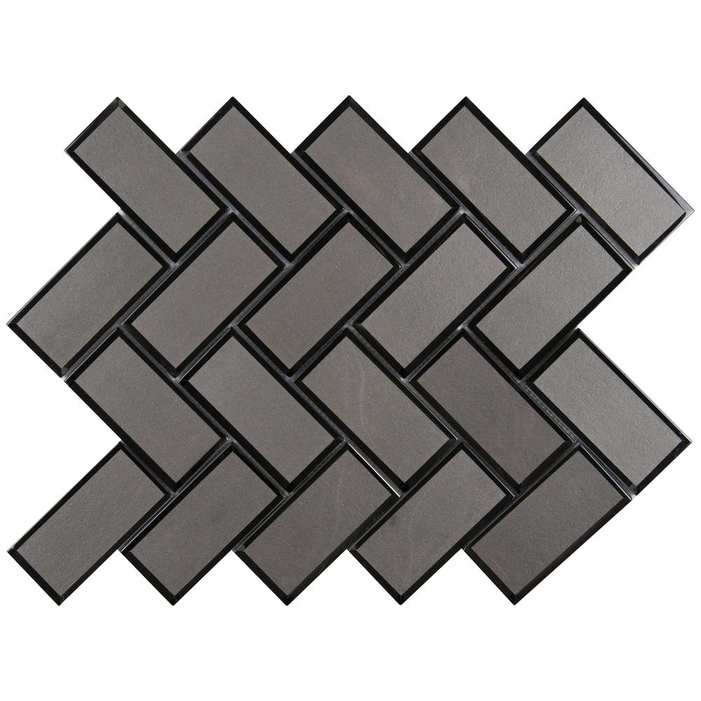 Herringbone Tile Flooring The Home Depot Metallic Gray Bevel Herringbone