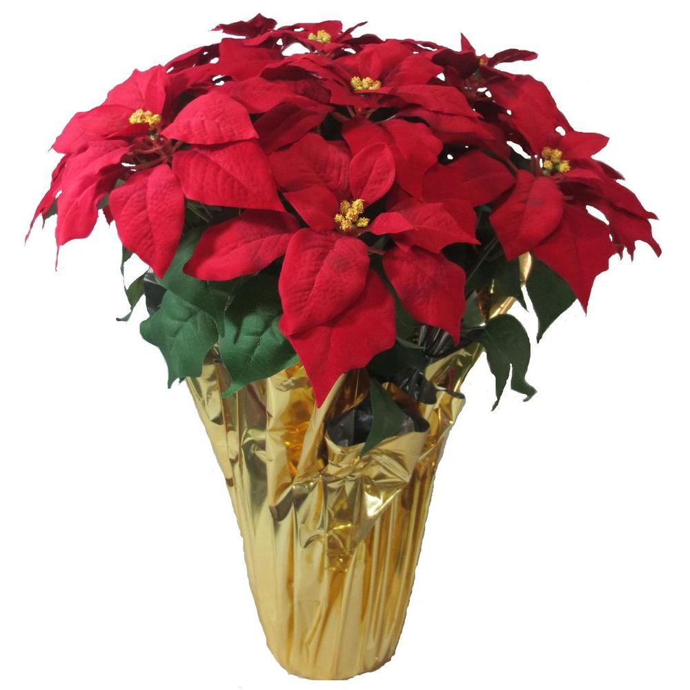 Home Accents Holiday Christmas 28 in. X-Large Red Silk Poinsettia in Foil Pot-03X3035R14 - The ...
