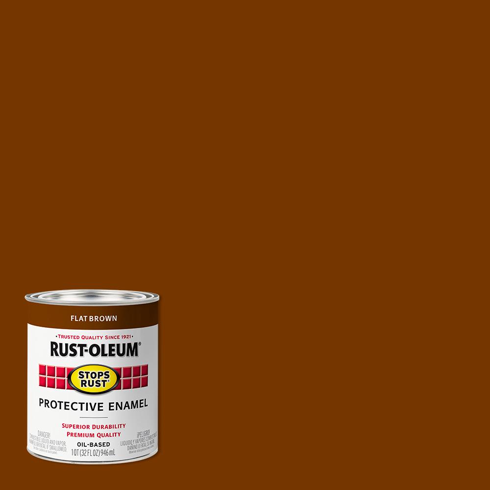 RustOleum Stops Rust 1 qt. Low VOC Protective Enamel Flat Brown