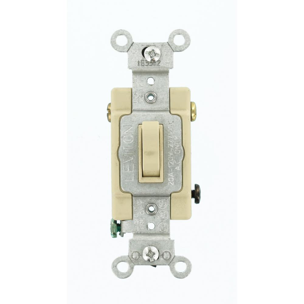 Leviton 20 Amp Commercial Grade 3-Way Toggle Switch, Ivory-54523-2I