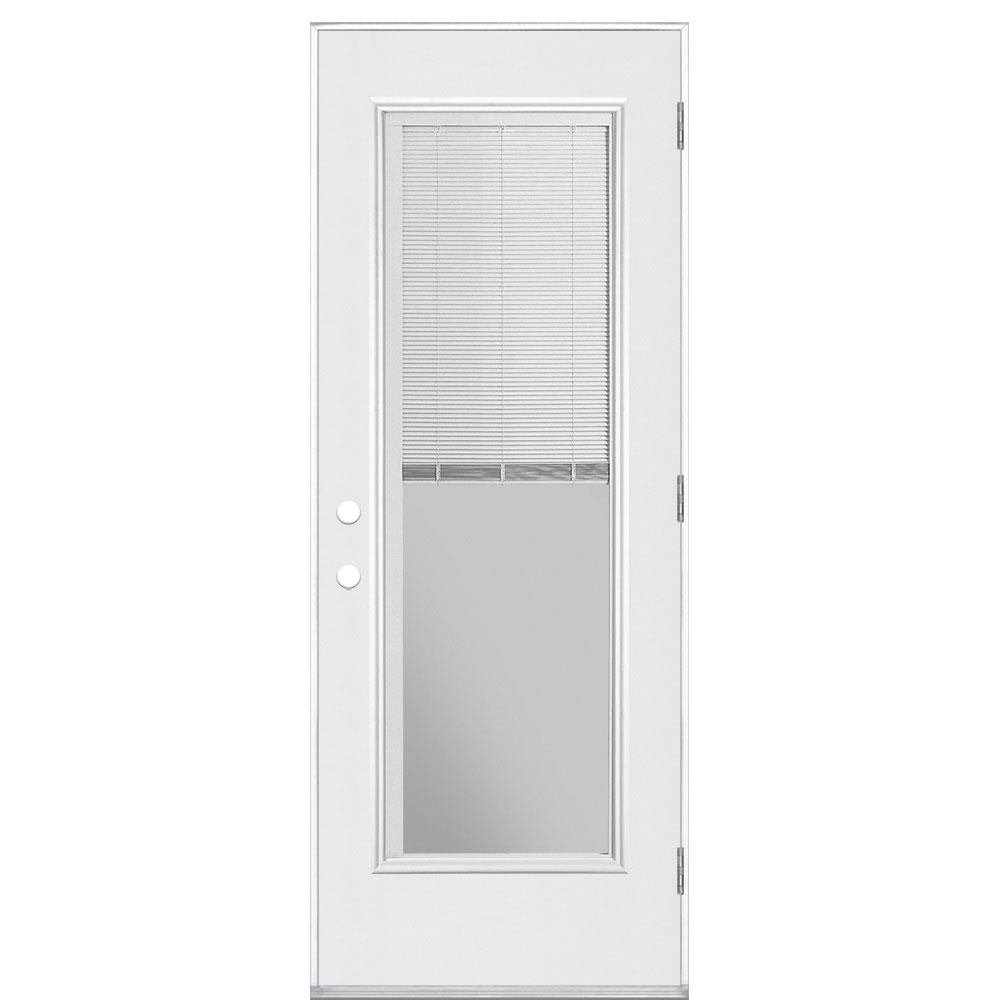 Masonite 30 in. x 80 in. Full Lite Miniblind Primed Right