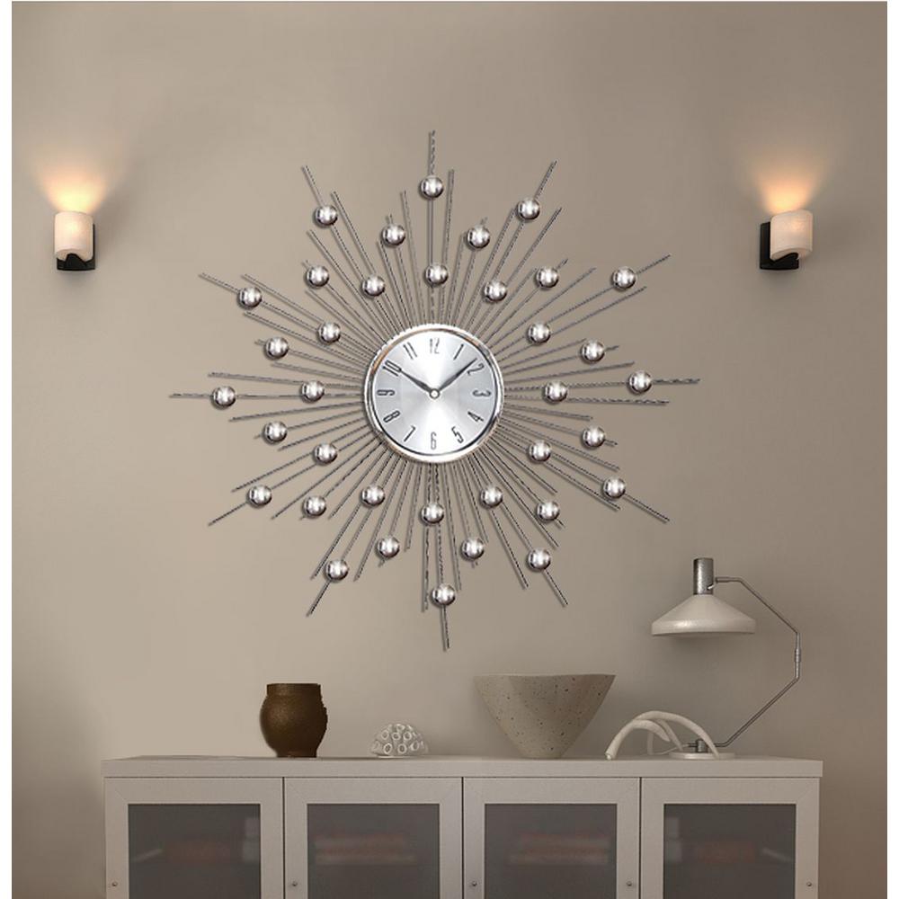 Litton Lane 20 In Sunburst Mirrored Wall Clock 66965 The