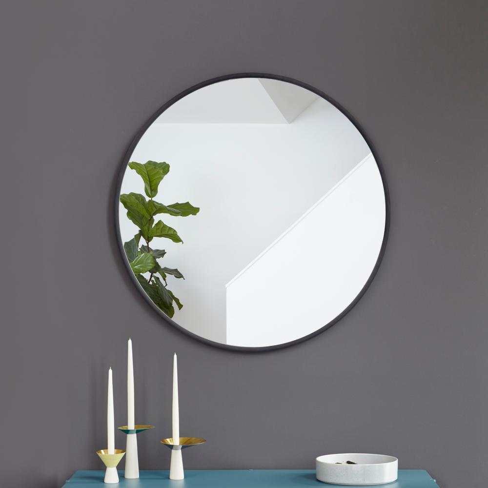Umbra Small Round Black Modern Mirror (1 in. H x 27 in. W)1008243040