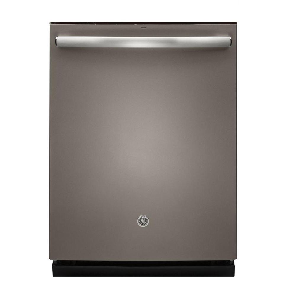 GE Top Control Dishwasher in Slate with Stainless Steel Tub and Steam Prewash, Fingerprint Resistant, 46 dBA