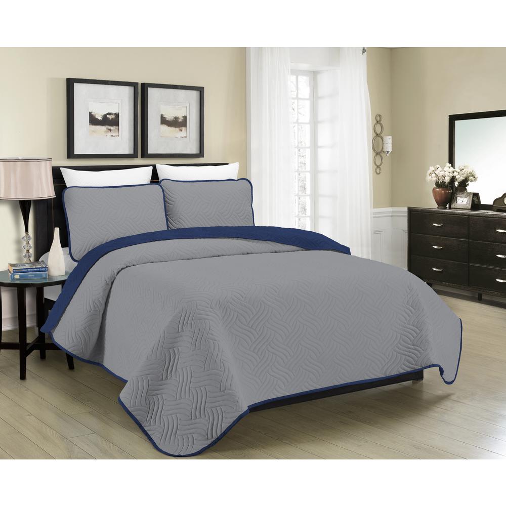 Morgan Home Reversible Austin 2 Piece Grey And Navy Twin Quilt Set Morgan Home Reversible Austin 2 Piece Grey And Navy Twin Quilt Set M575440 The Depot