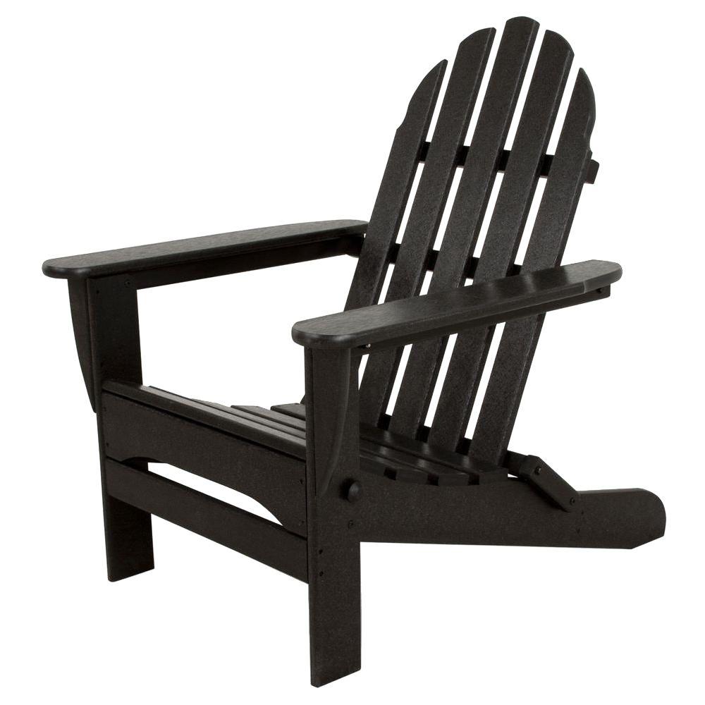Ivy Terrace Classics Black Plastic Patio Adirondack Chair
