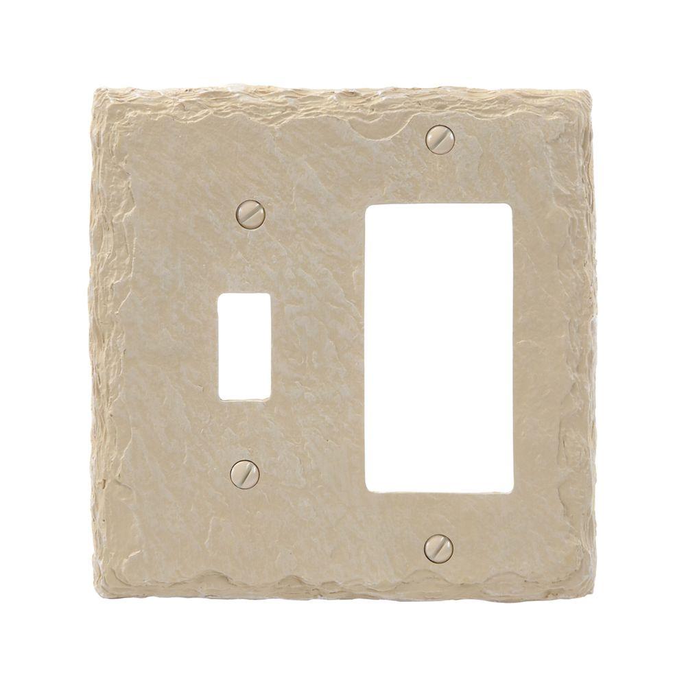 Amerelle Faux Slate 1 Toggle 1 Decora Wall Plate Almond8345TRA The