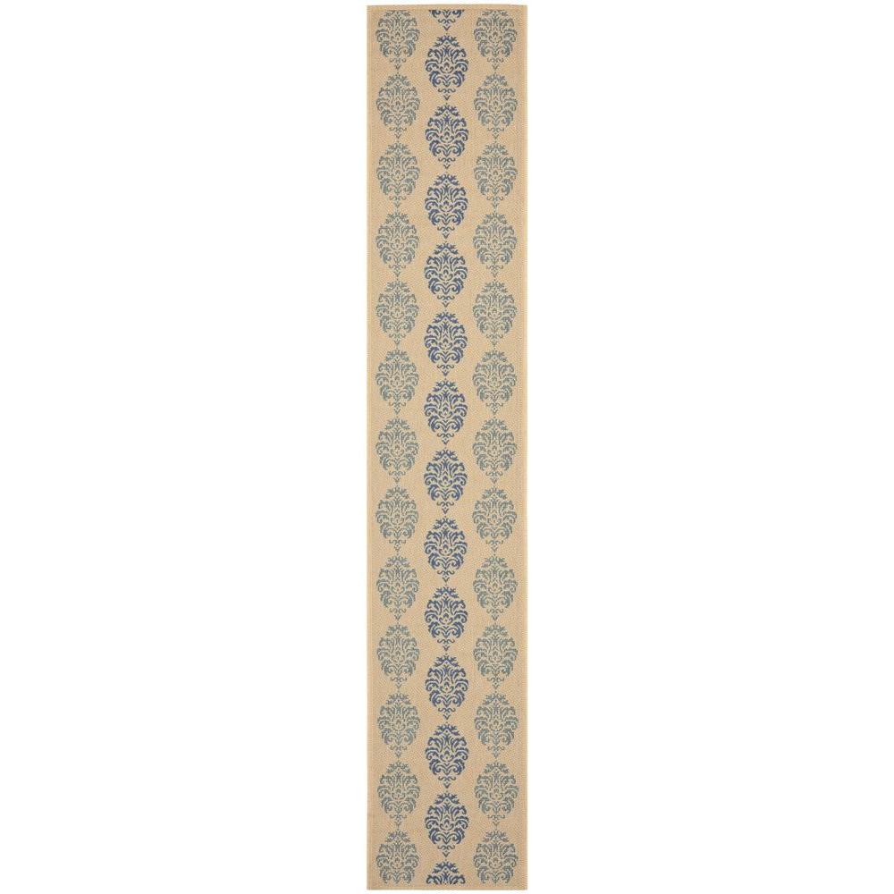 2 X 14 Runner Outdoor Rugs The Home Depot Courtyard Natural Blue 2 Ft X 14 Indoor Outdoor Runner Rug