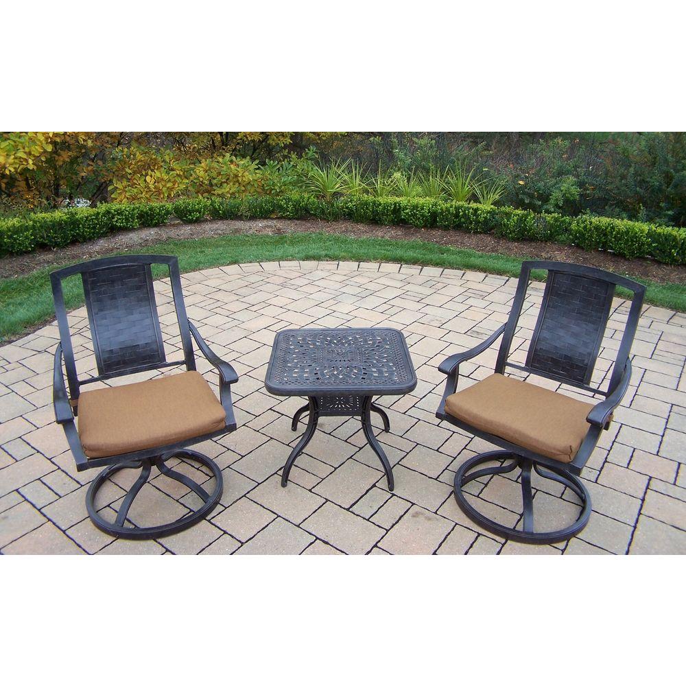 Oakland Living Aluminum 3 Piece Square Patio Bistro Set With