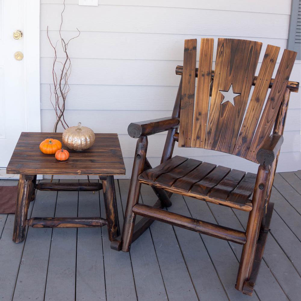 Leigh Country Char Log Patio Rocking Chair With Star Tx 93605