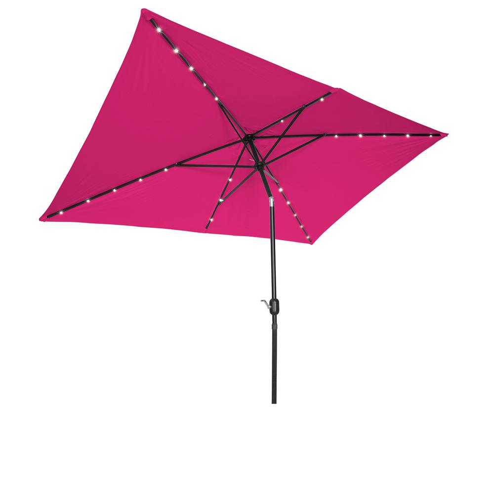 Trademark Innovations 10 Ft X 6 5 Ft Rectangular Solar Powered Led Lighted Patio Umbrella In Pink Ledrect Rse The Home Depot